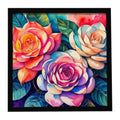 Gardenias in Color Framed Metal Print Bathroom, Kitchen, Office, Home Decor Wall Art Ready to Hang, Square, 8X8