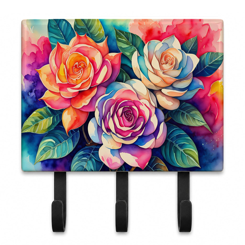 Gardenias in Color Leash or Key Holder Wall Hooks, Coat Rack Wall Mount, for Hanging Keys, Towels, Aprons, Leashes