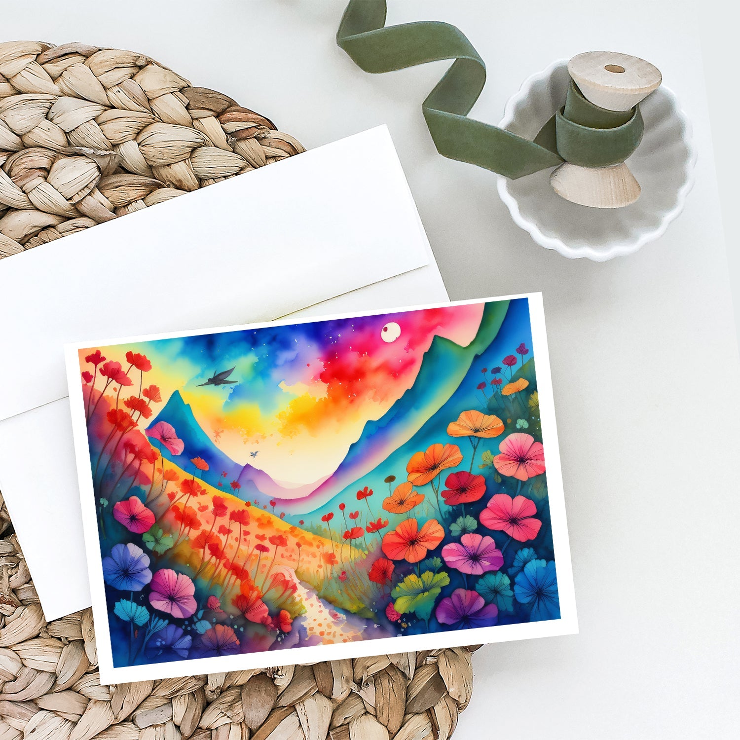 Geraniums in Color Greeting Cards Pack of 8 Blank Cards with Envelopes Whimsical A7 Size 5x7