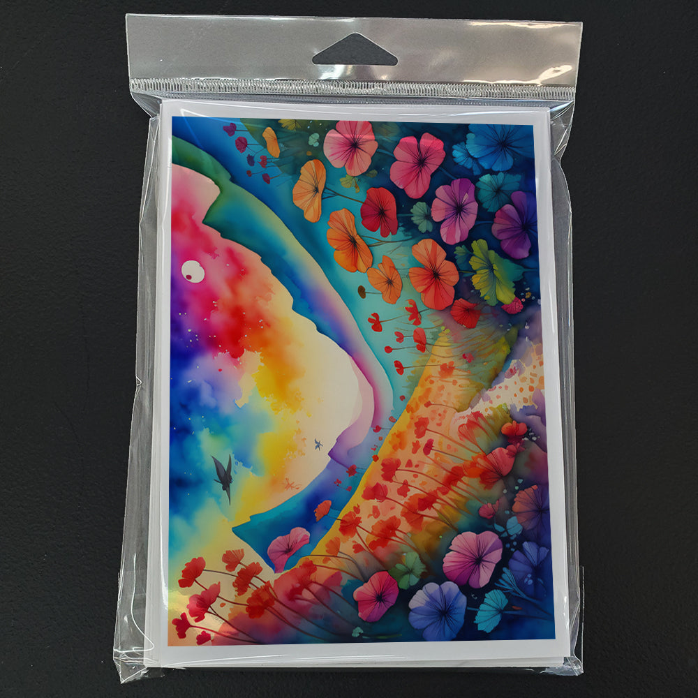 Geraniums in Color Greeting Cards Pack of 8 Blank Cards with Envelopes Whimsical A7 Size 5x7