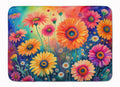 Gerbera Daisies in Color Memory Foam Kitchen Mat Machine Washable Anti-Fatigue Cushion Comfort Bath or Kitchen Rug