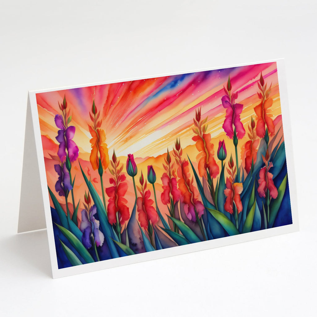 Gladiolus in Color Greeting Cards Pack of 8 Blank Cards with Envelopes Whimsical A7 Size 5x7