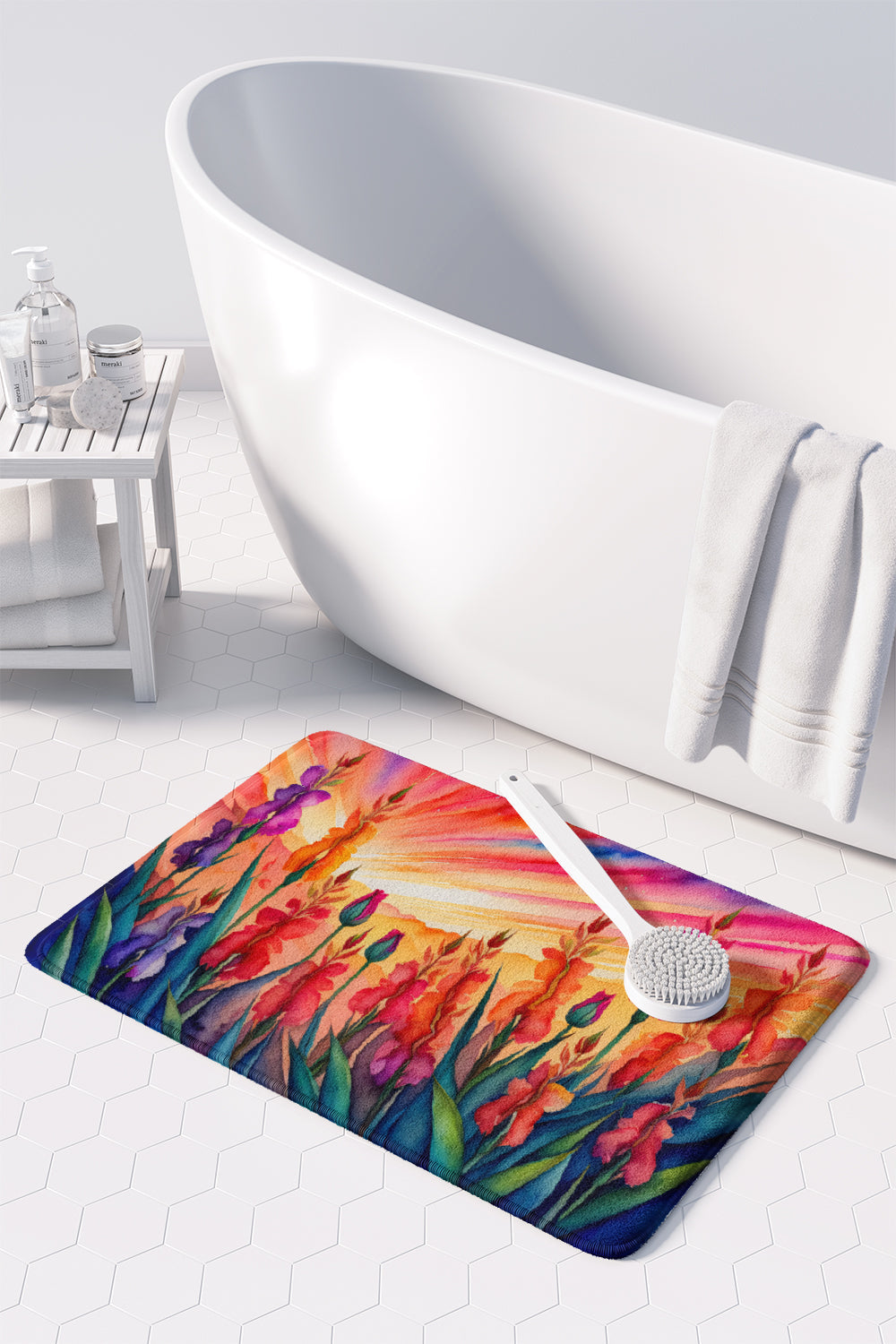 Gladiolus in Color Memory Foam Kitchen Mat Machine Washable Anti-Fatigue Cushion Comfort Bath or Kitchen Rug