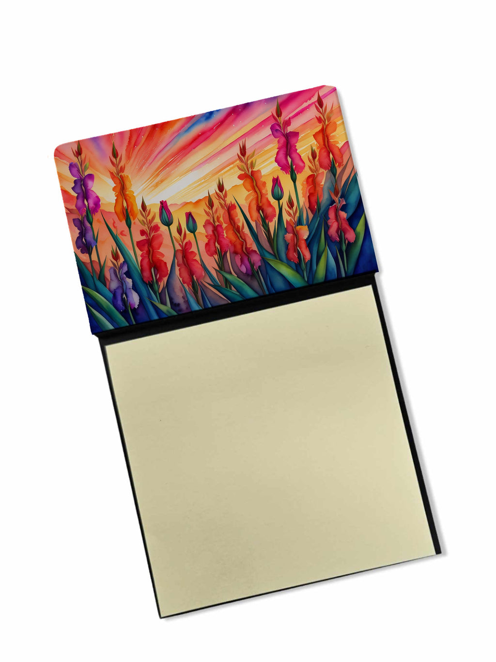 Gladiolus in Color Watercolor Sticky Note Holder Refillable Dispenser Desk Accessory 3x3 Pad Gift