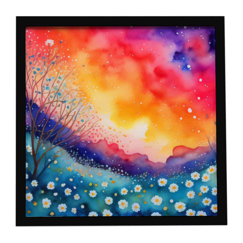 Gypsophila in Color Framed Metal Print Bathroom, Kitchen, Office, Home Decor Wall Art Ready to Hang, Square, 8X8