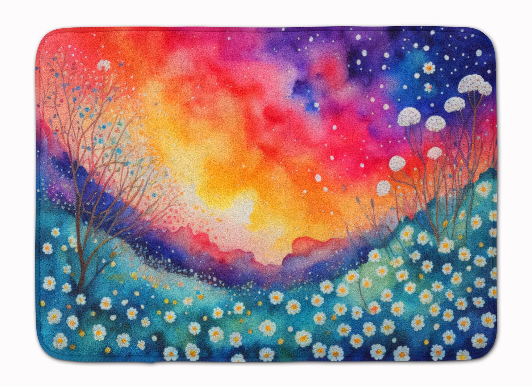 Gypsophila in Color Memory Foam Kitchen Mat Machine Washable Anti-Fatigue Cushion Comfort Bath or Kitchen Rug