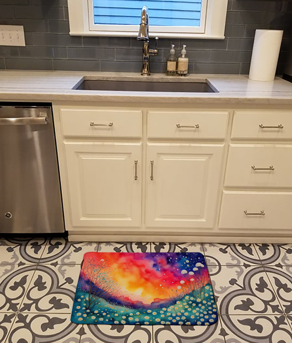Gypsophila in Color Memory Foam Kitchen Mat Machine Washable Anti-Fatigue Cushion Comfort Bath or Kitchen Rug