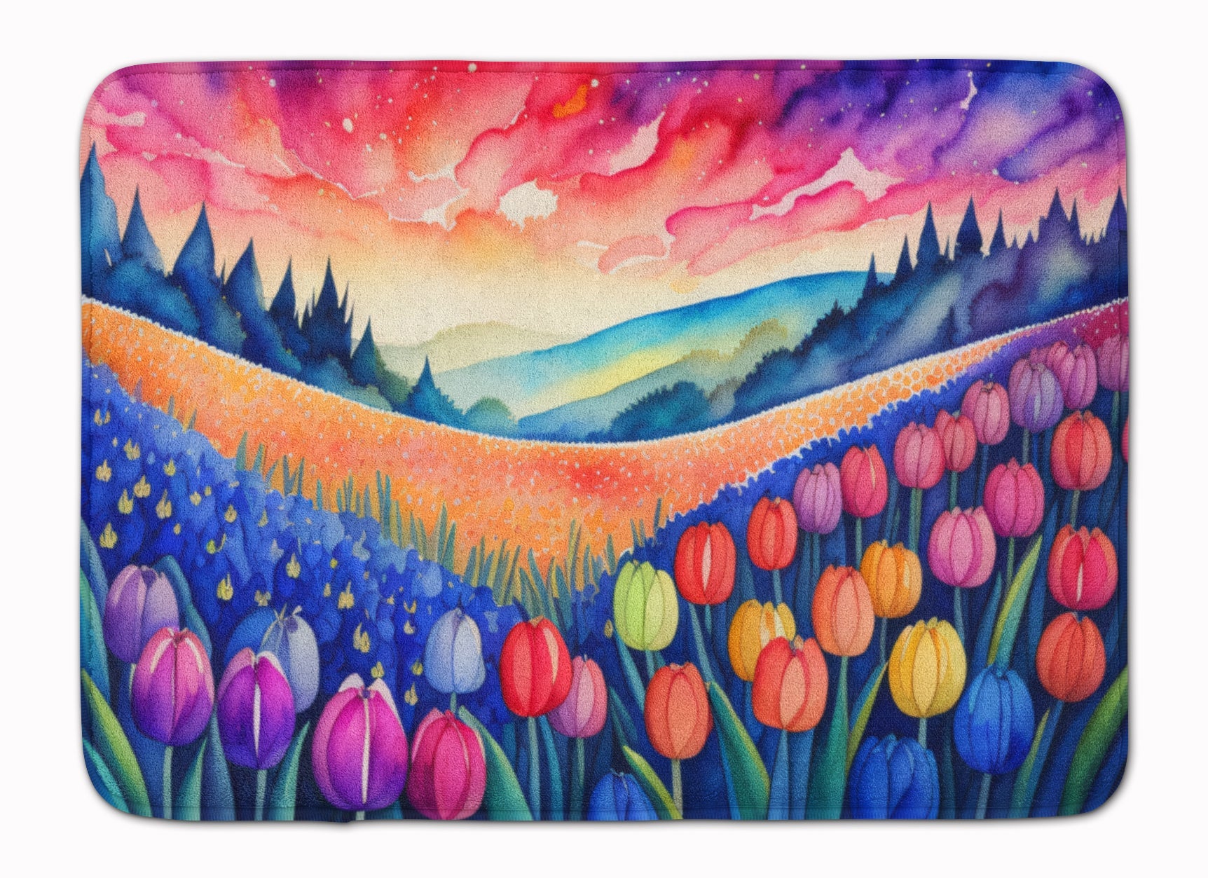 Hyacinths in Color Memory Foam Kitchen Mat Machine Washable Anti-Fatigue Cushion Comfort Bath or Kitchen Rug