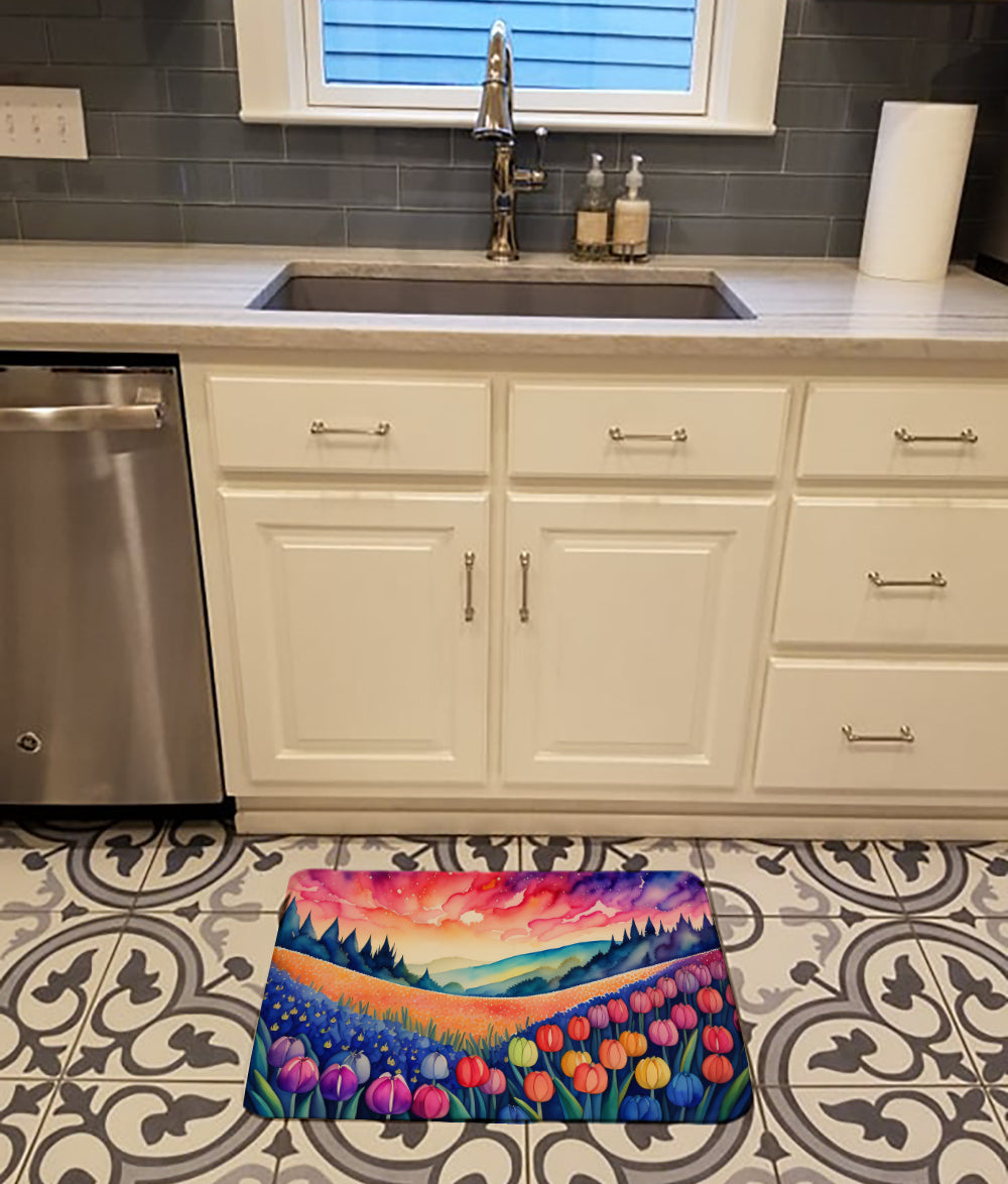 Hyacinths in Color Memory Foam Kitchen Mat Machine Washable Anti-Fatigue Cushion Comfort Bath or Kitchen Rug