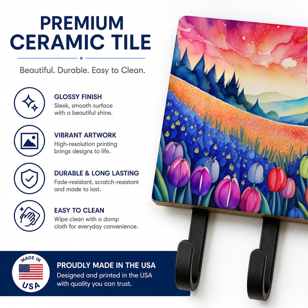 Hyacinths in Color Leash or Key Holder Wall Hooks, Coat Rack Wall Mount, for Hanging Keys, Towels, Aprons, Leashes