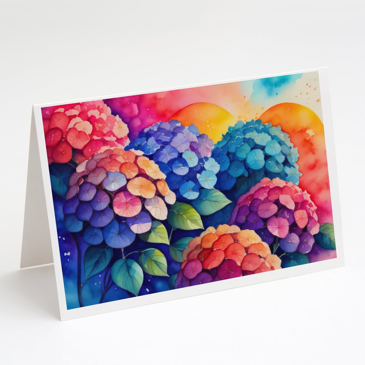 Hydrangeas in Color Greeting Cards Pack of 8 Blank Cards with Envelopes Whimsical A7 Size 5x7