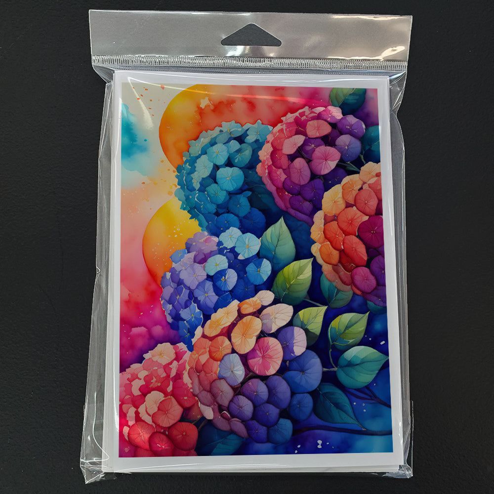 Hydrangeas in Color Greeting Cards Pack of 8 Blank Cards with Envelopes Whimsical A7 Size 5x7
