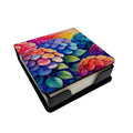 Hydrangeas in Color PU Leather Note Paper Holder with Artist-Designed Cover, Desk Accessory, Office Gift
