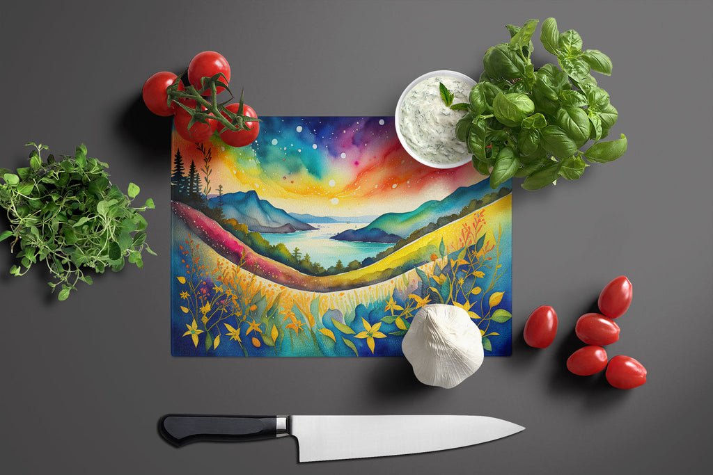 Hypericum or St. John’s Wort in Color Cutting Board Tempered Glass Kitchen Cutting Surface, Heat Resistant Chopping, Non-Slip Feet, Food Prep & Serving