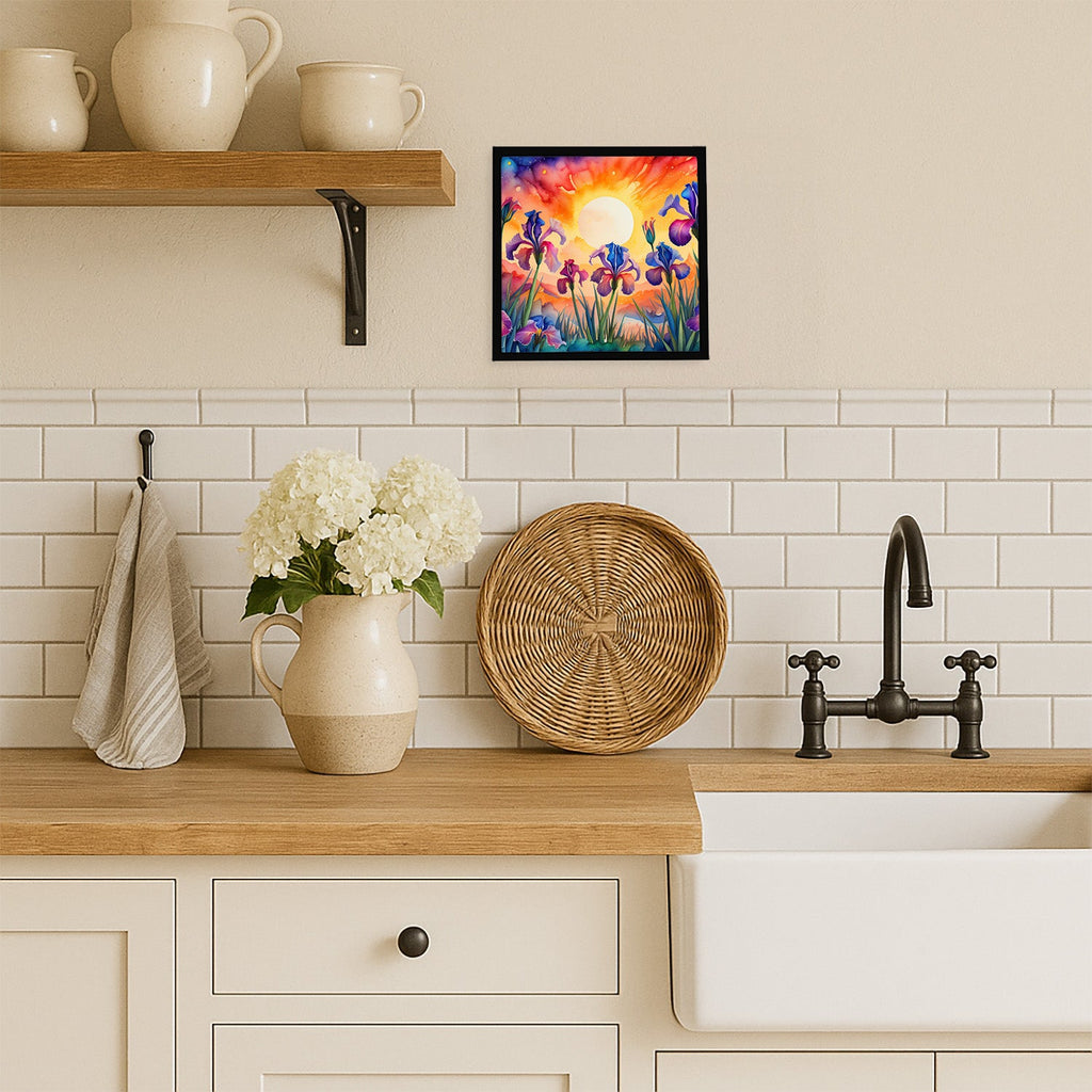 Iris in Color Framed Metal Print Bathroom, Kitchen, Office, Home Decor Wall Art Ready to Hang, Square, 8X8