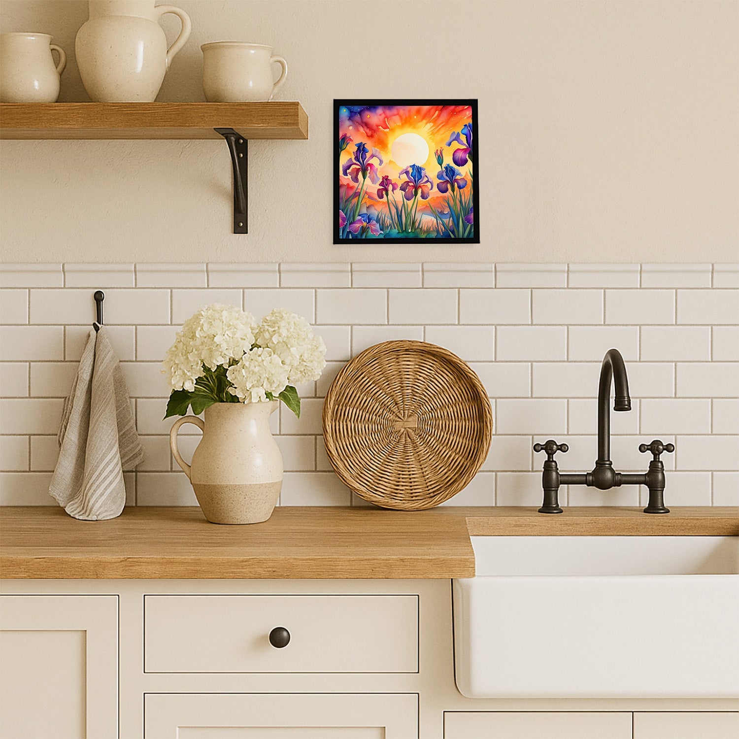 Iris in Color Framed Metal Print Bathroom, Kitchen, Office, Home Decor Wall Art Ready to Hang, Square, 8X8