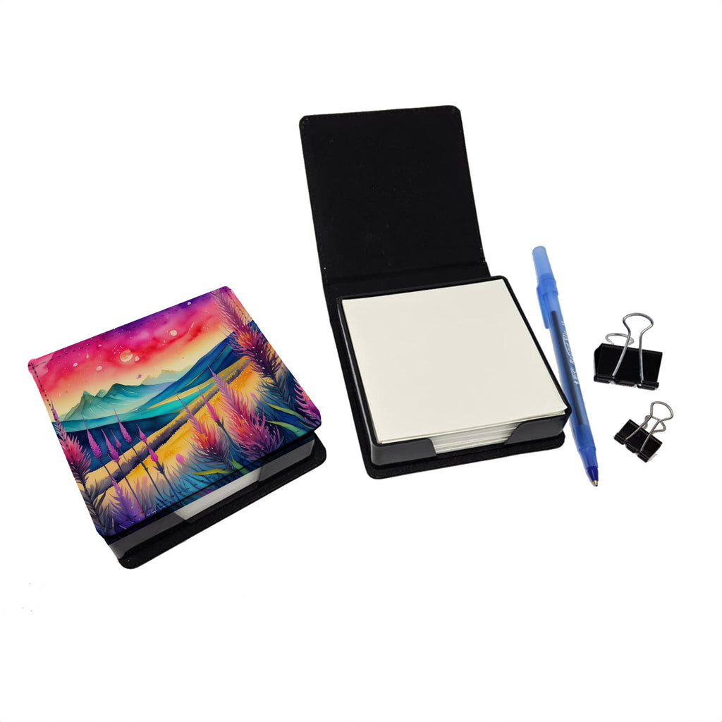 Liatris in Color PU Leather Note Paper Holder with Artist-Designed Cover, Desk Accessory, Office Gift