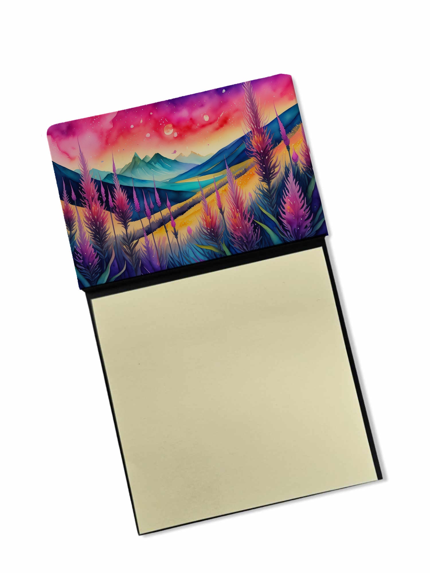 Liatris in Color Watercolor Sticky Note Holder Refillable Dispenser Desk Accessory 3x3 Pad Gift