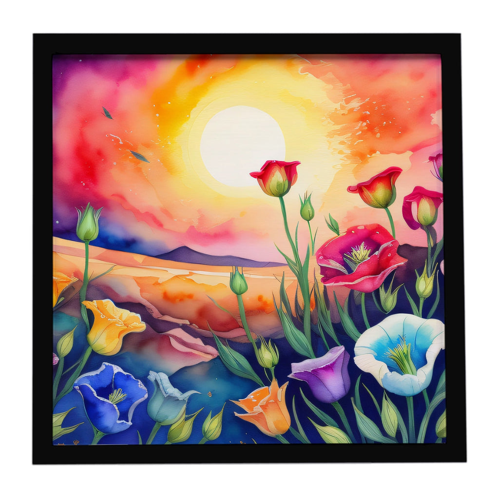 Lisianthus in Color Framed Metal Print Bathroom, Kitchen, Office, Home Decor Wall Art Ready to Hang, Square, 8X8