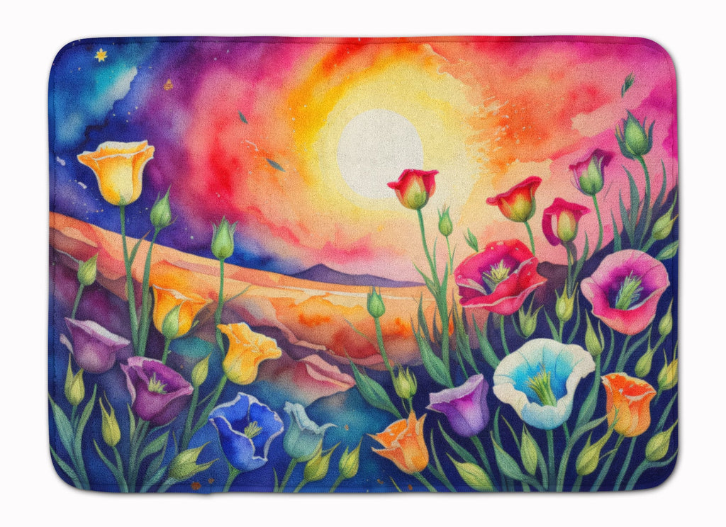 Lisianthus in Color Memory Foam Kitchen Mat Machine Washable Anti-Fatigue Cushion Comfort Bath or Kitchen Rug