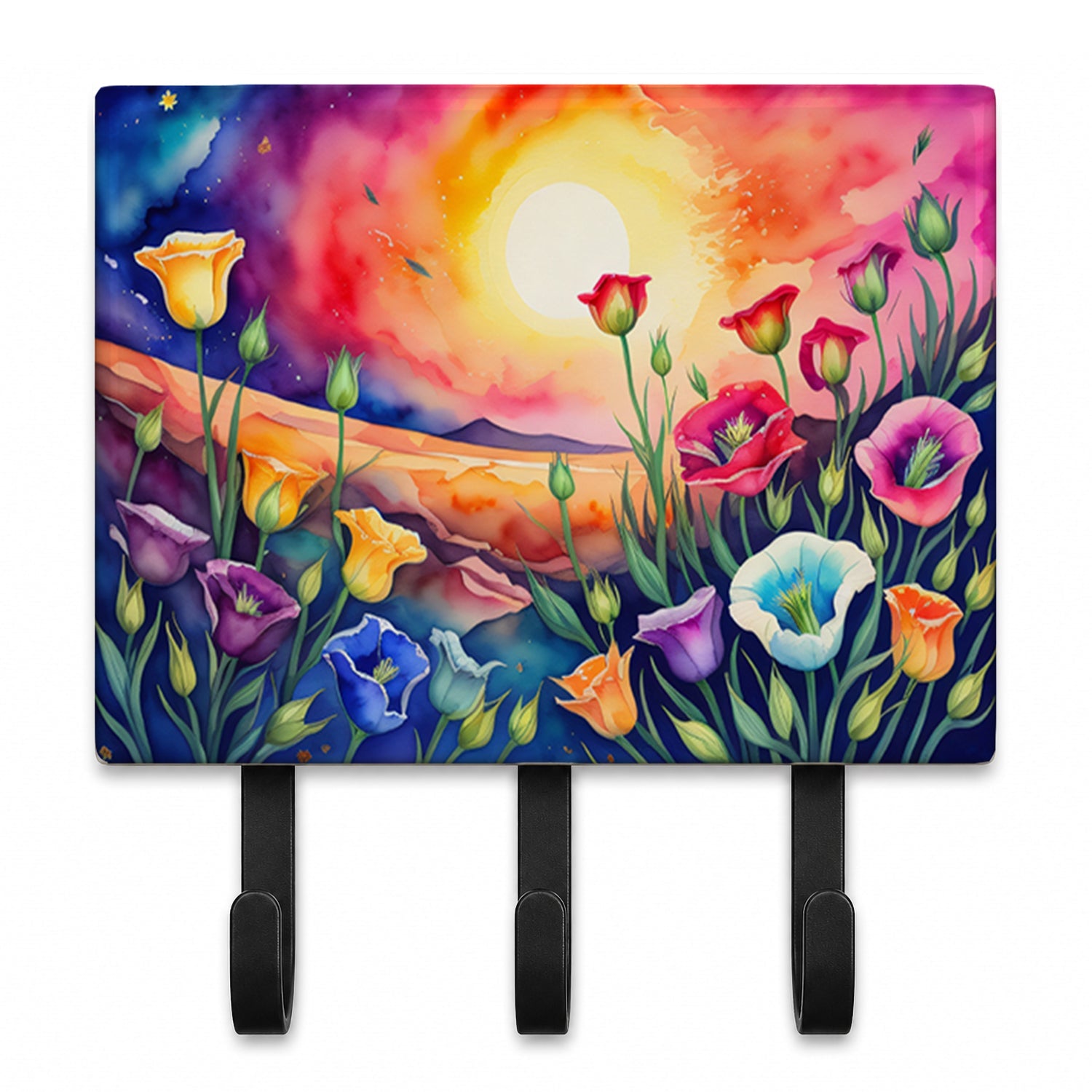 Lisianthus in Color Leash or Key Holder Wall Hooks, Coat Rack Wall Mount, for Hanging Keys, Towels, Aprons, Leashes