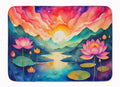 Lotus in Color Memory Foam Kitchen Mat Machine Washable Anti-Fatigue Cushion Comfort Bath or Kitchen Rug