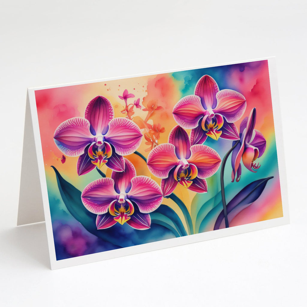Orchids in Color Greeting Cards Pack of 8 Blank Cards with Envelopes Whimsical A7 Size 5x7