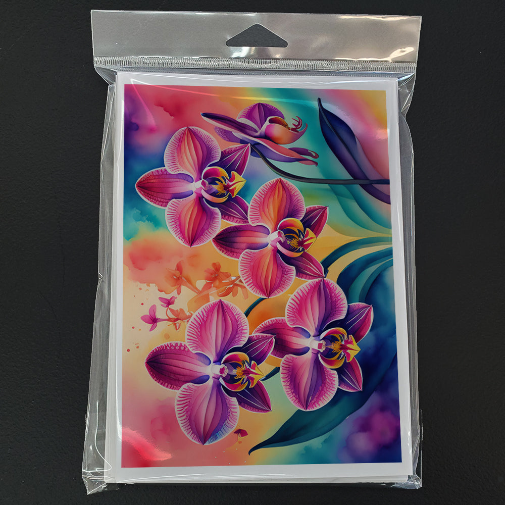 Orchids in Color Greeting Cards Pack of 8 Blank Cards with Envelopes Whimsical A7 Size 5x7