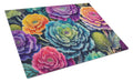 Ornamental Kale in Color Cutting Board Tempered Glass Kitchen Cutting Surface, Heat Resistant Chopping, Non-Slip Feet, Food Prep & Serving