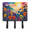 Pansies in Color Leash or Key Holder Wall Hooks, Coat Rack Wall Mount, for Hanging Keys, Towels, Aprons, Leashes