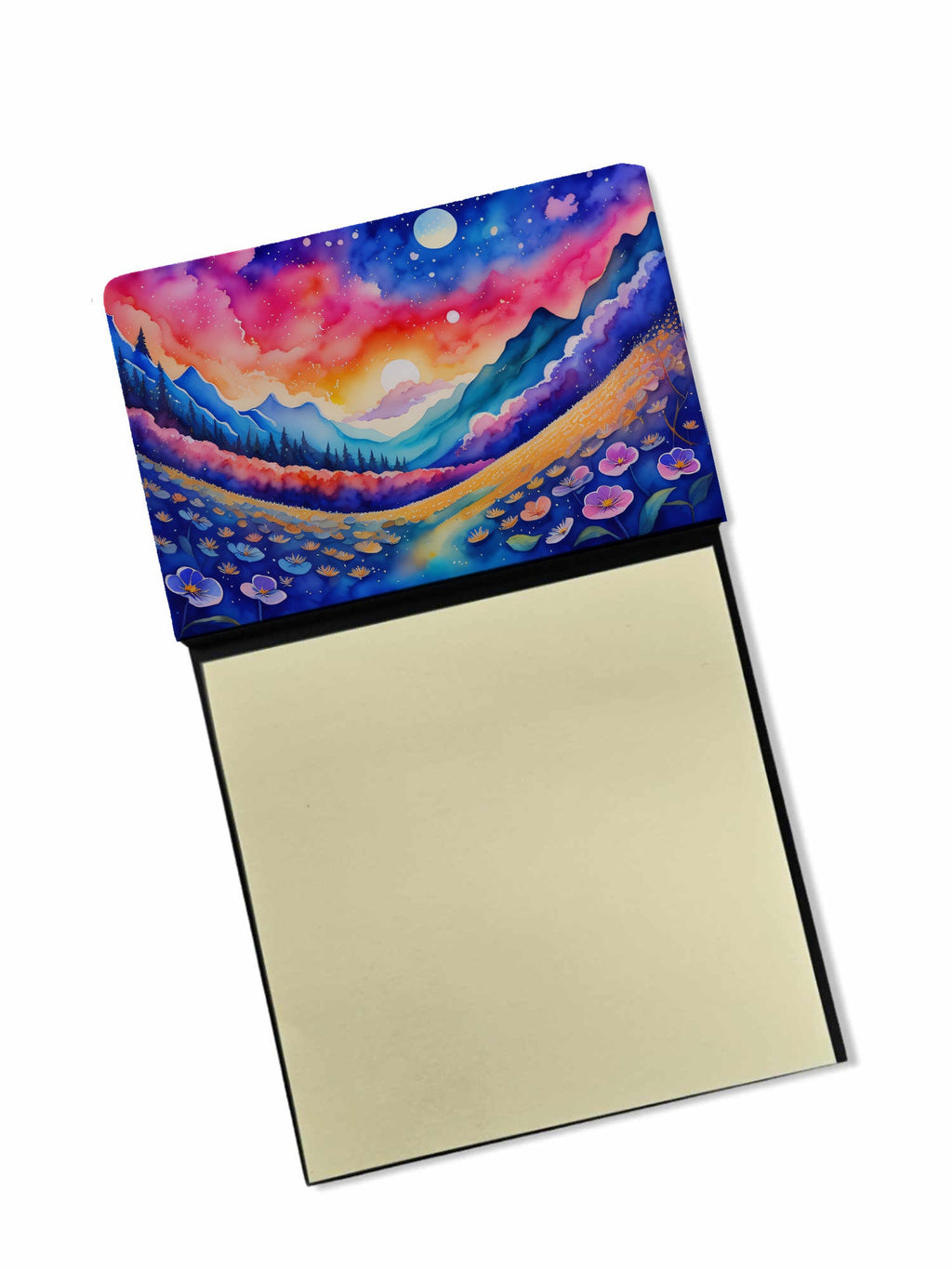 Periwinkles in Color Watercolor Sticky Note Holder Refillable Dispenser Desk Accessory 3x3 Pad Gift