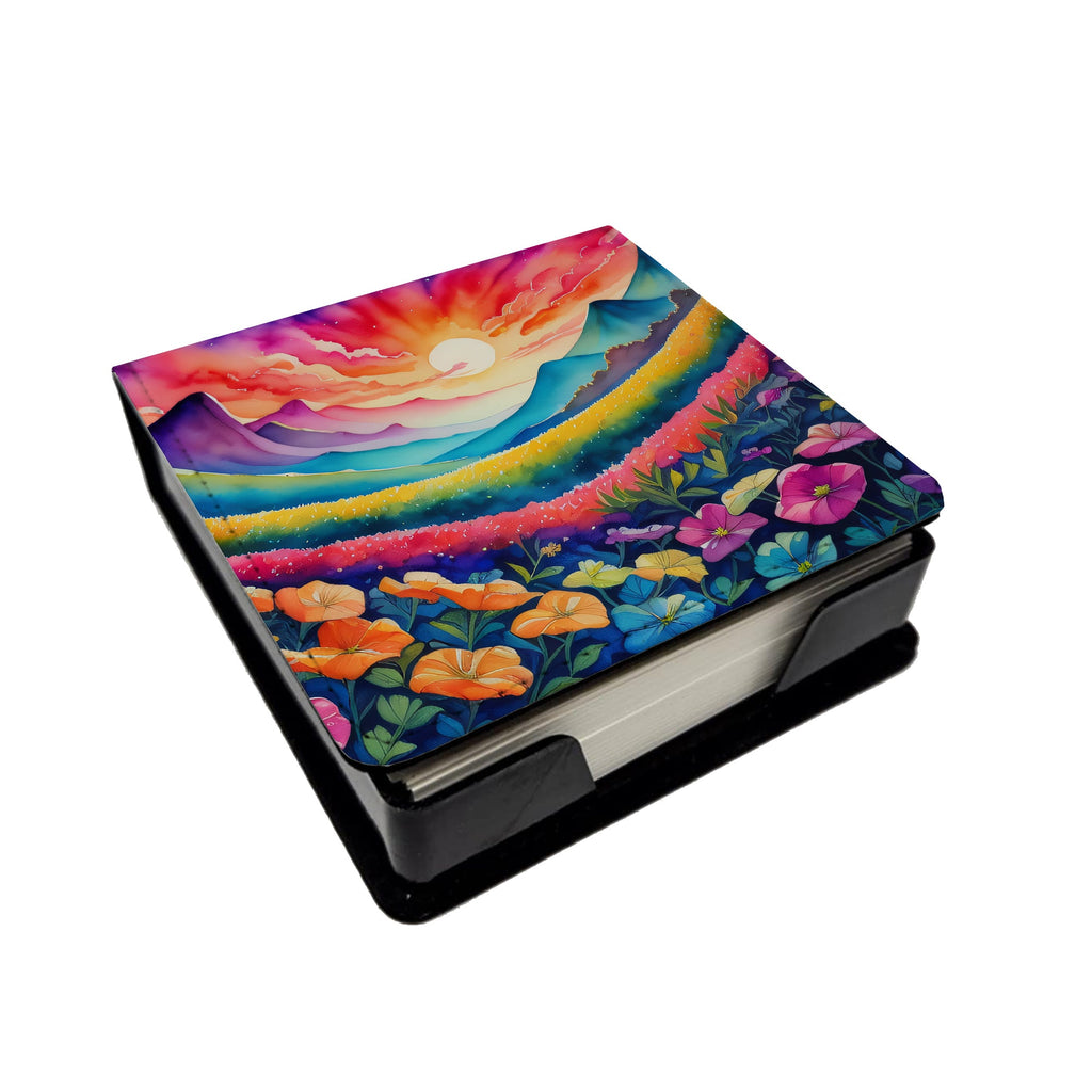 Petunias in Color PU Leather Note Paper Holder with Artist-Designed Cover, Desk Accessory, Office Gift