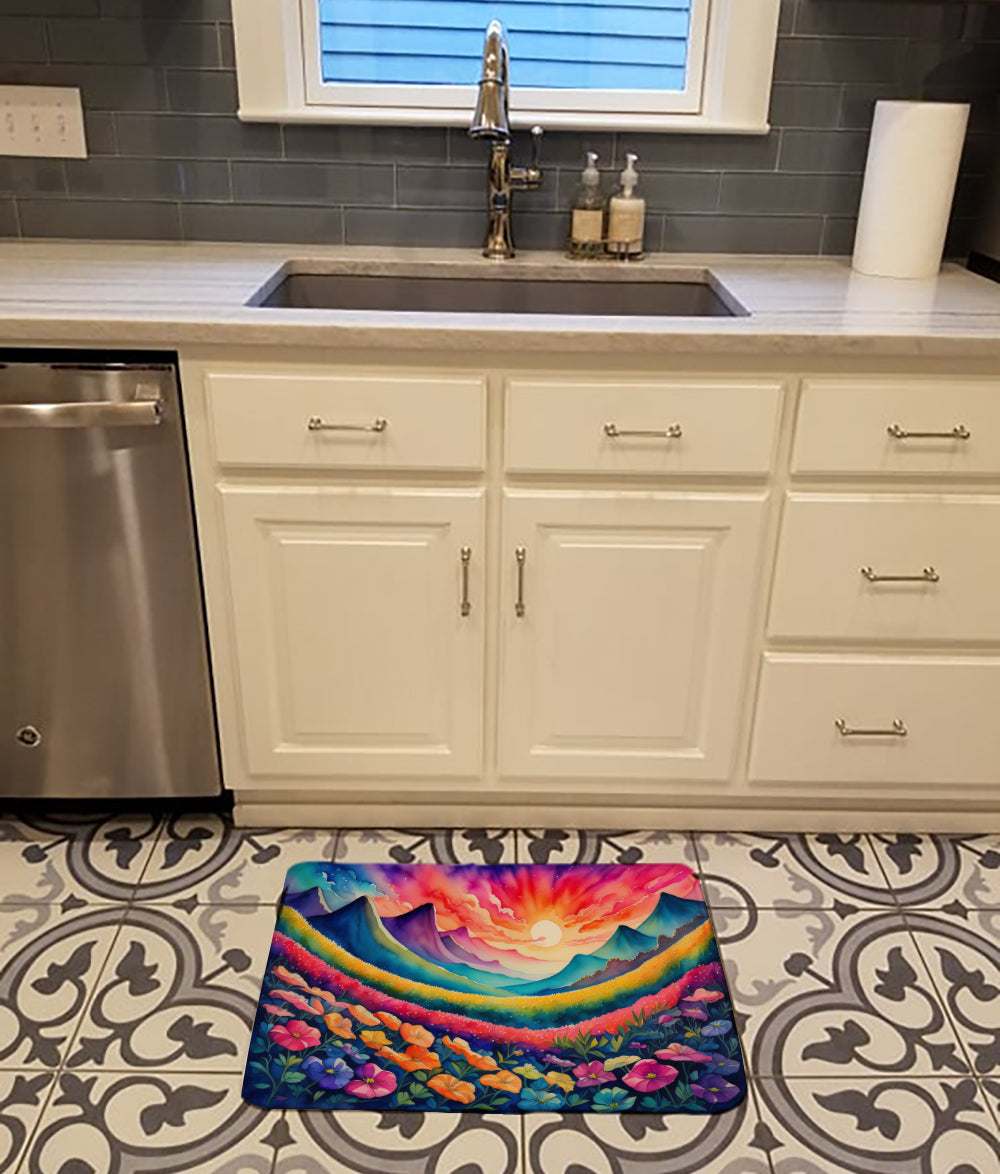 Petunias in Color Memory Foam Kitchen Mat Machine Washable Anti-Fatigue Cushion Comfort Bath or Kitchen Rug