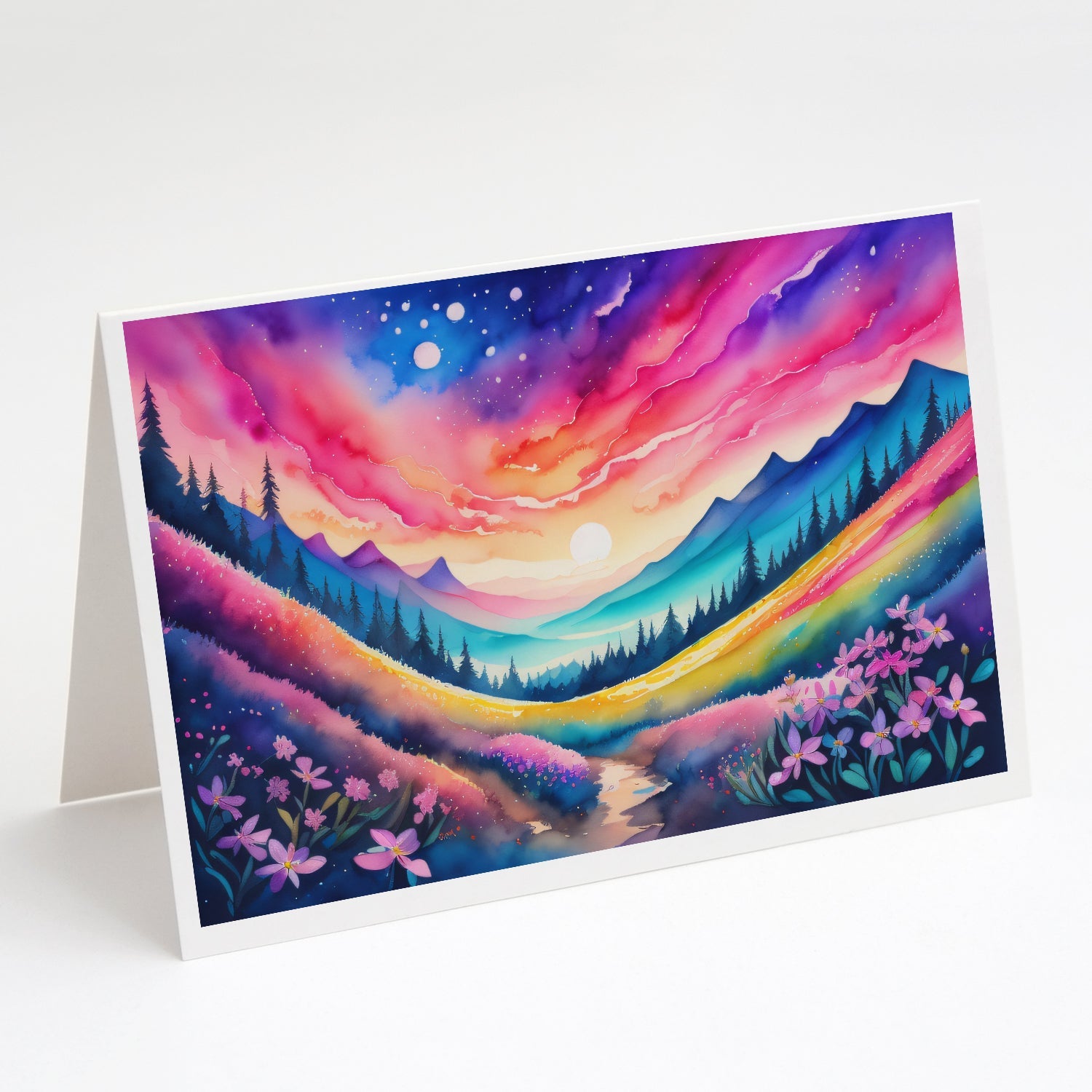 Phlox in Color Greeting Cards Pack of 8 Blank Cards with Envelopes Whimsical A7 Size 5x7
