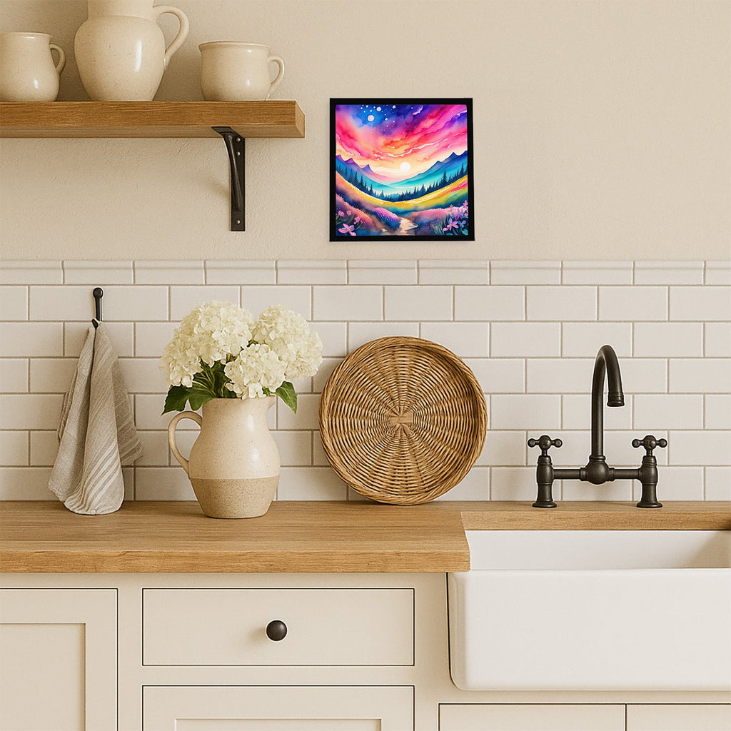 Phlox in Color Framed Metal Print Bathroom, Kitchen, Office, Home Decor Wall Art Ready to Hang, Square, 8X8