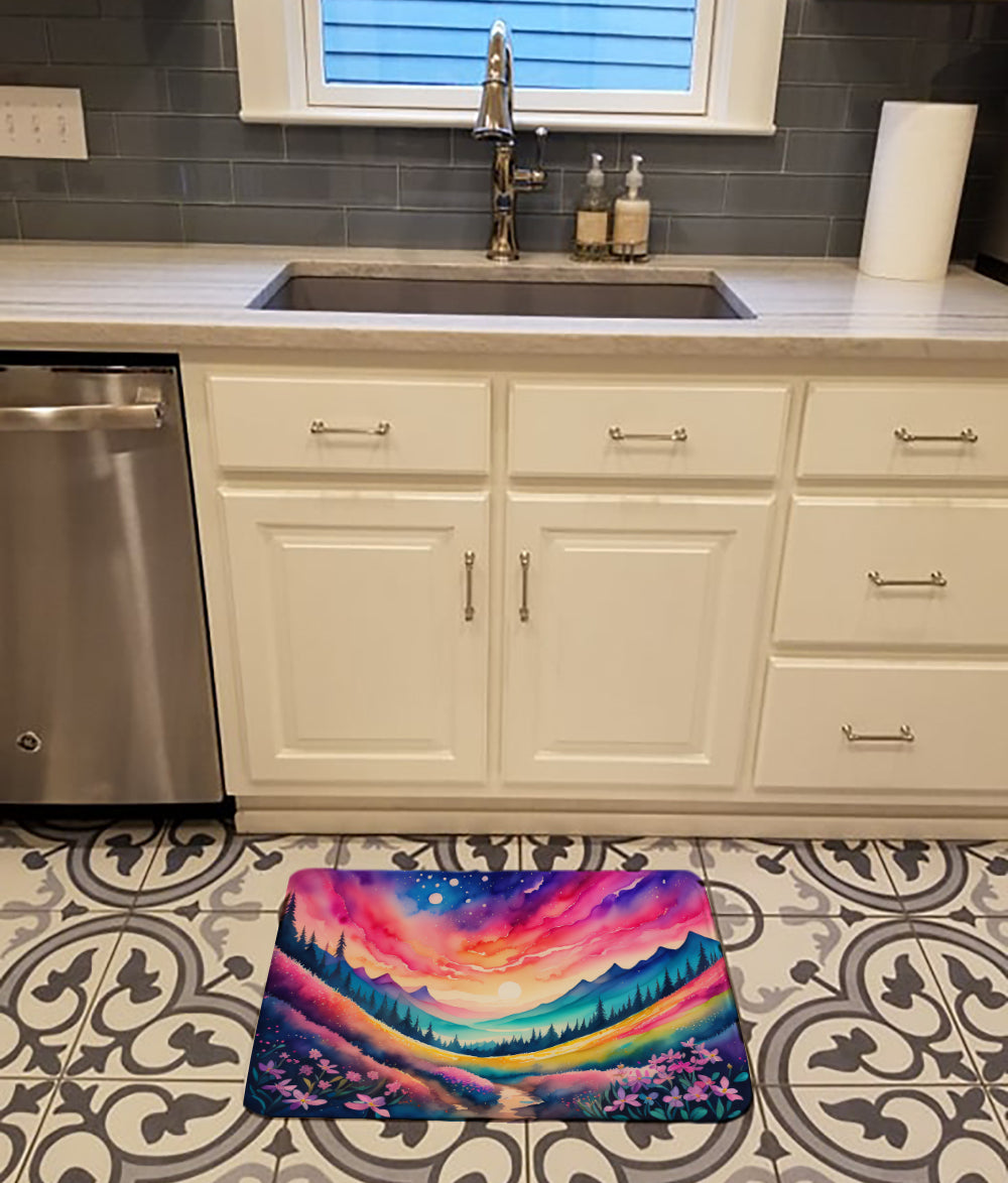 Phlox in Color Memory Foam Kitchen Mat Machine Washable Anti-Fatigue Cushion Comfort Bath or Kitchen Rug