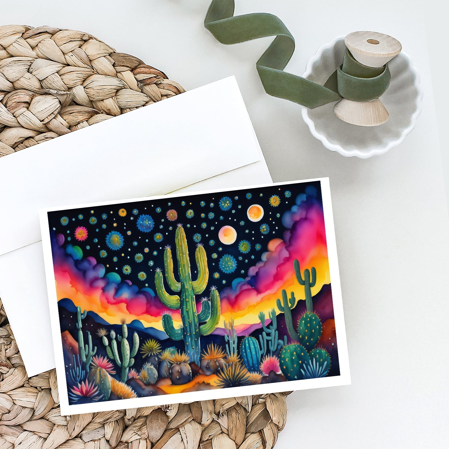 Queen of the Night Cactus in Color Greeting Cards Pack of 8 Blank Cards with Envelopes Whimsical A7 Size 5x7