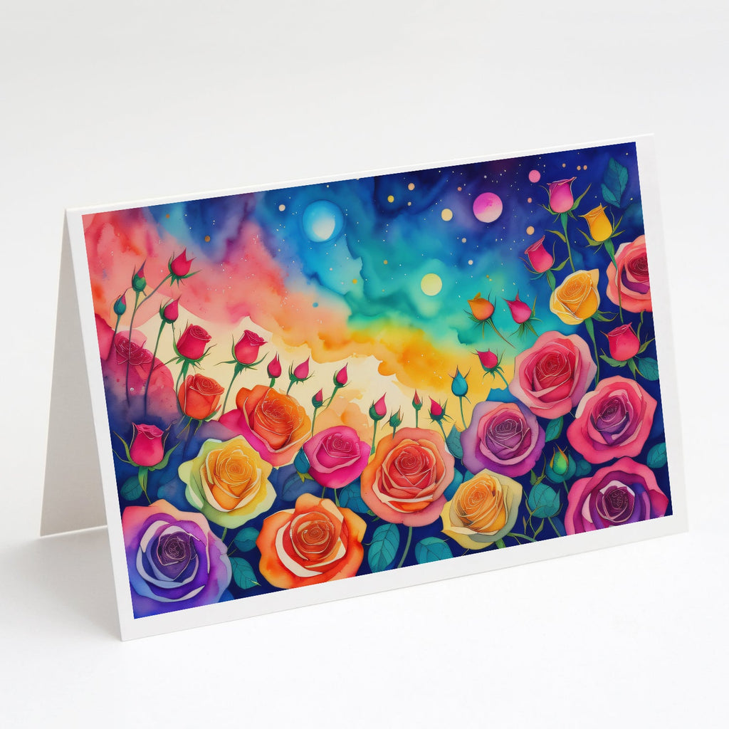 Roses in Color Greeting Cards Pack of 8 Blank Cards with Envelopes Whimsical A7 Size 5x7