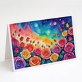 Roses in Color Greeting Cards Pack of 8 Blank Cards with Envelopes Whimsical A7 Size 5x7