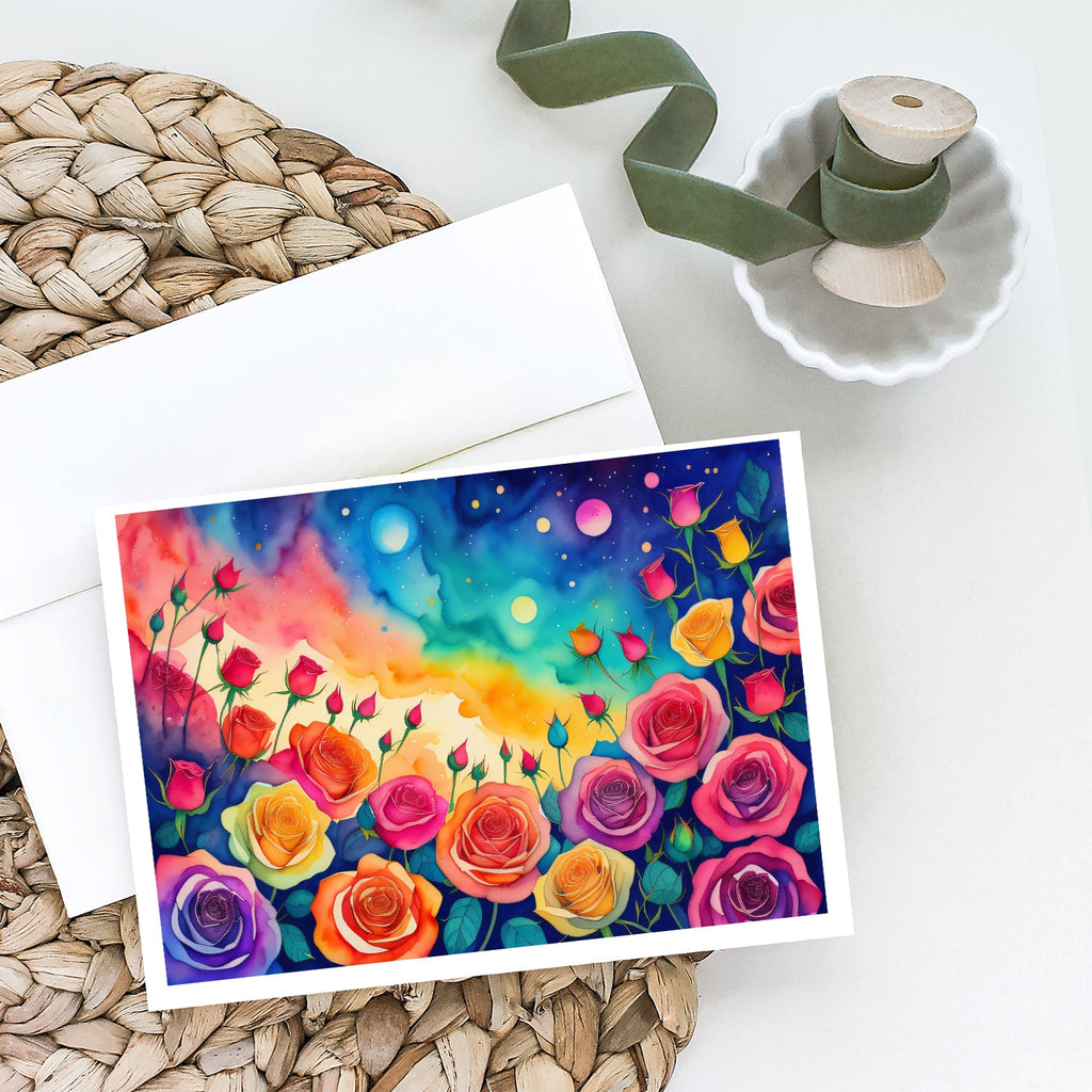 Roses in Color Greeting Cards Pack of 8 Blank Cards with Envelopes Whimsical A7 Size 5x7