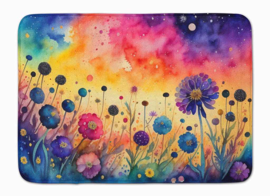 Scabiosa in Color Memory Foam Kitchen Mat Machine Washable Anti-Fatigue Cushion Comfort Bath or Kitchen Rug