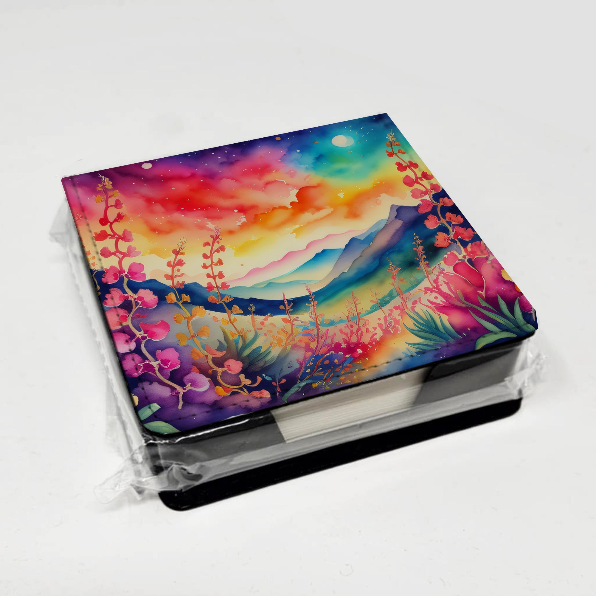 Snapdragon in Color PU Leather Note Paper Holder with Artist-Designed Cover, Desk Accessory, Office Gift