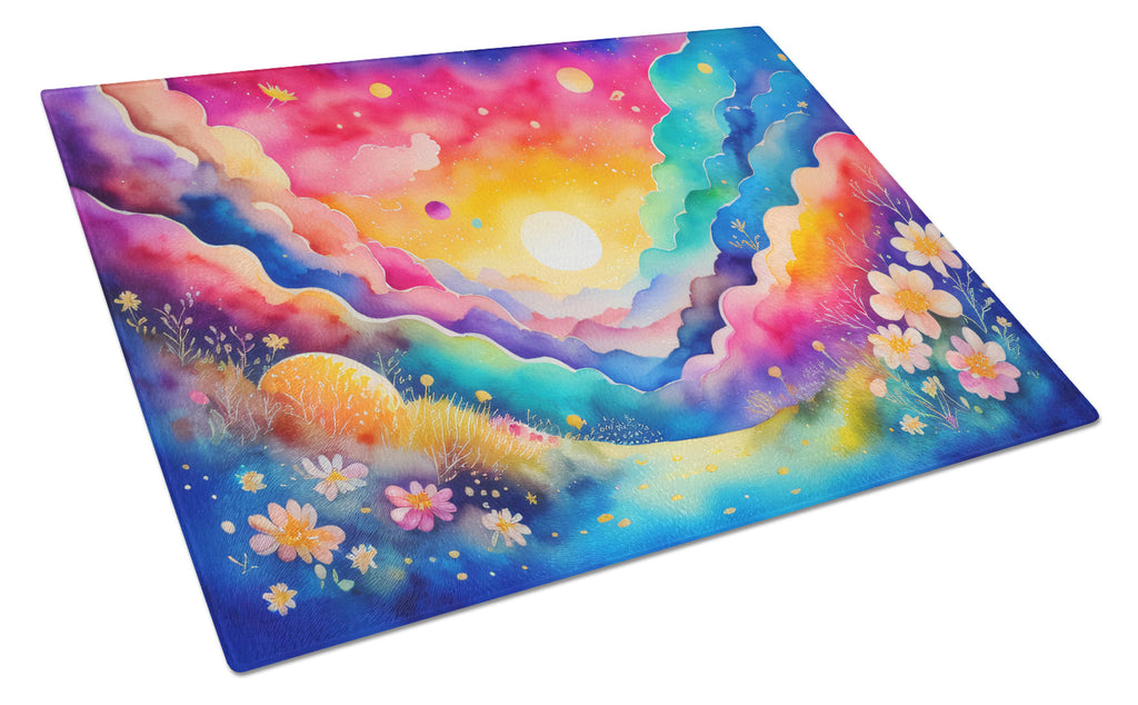 Stock, or Gillyflower in Color Cutting Board Tempered Glass Kitchen Cutting Surface, Heat Resistant Chopping, Non-Slip Feet, Food Prep & Serving