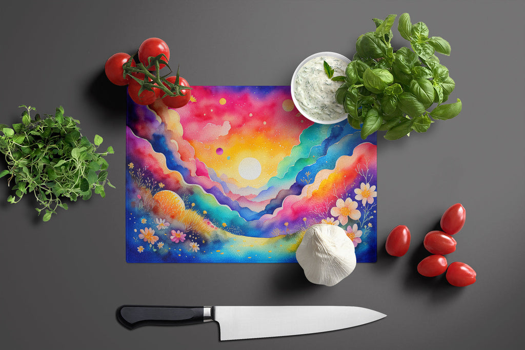 Stock, or Gillyflower in Color Cutting Board Tempered Glass Kitchen Cutting Surface, Heat Resistant Chopping, Non-Slip Feet, Food Prep & Serving
