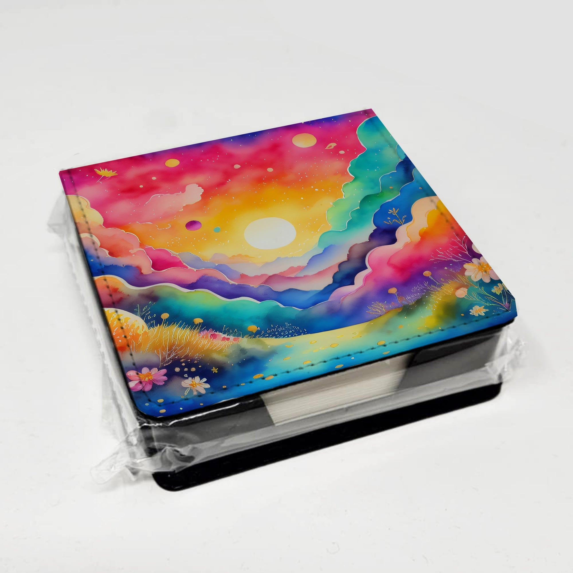 Stock, or Gillyflower in Color PU Leather Note Paper Holder with Artist-Designed Cover, Desk Accessory, Office Gift