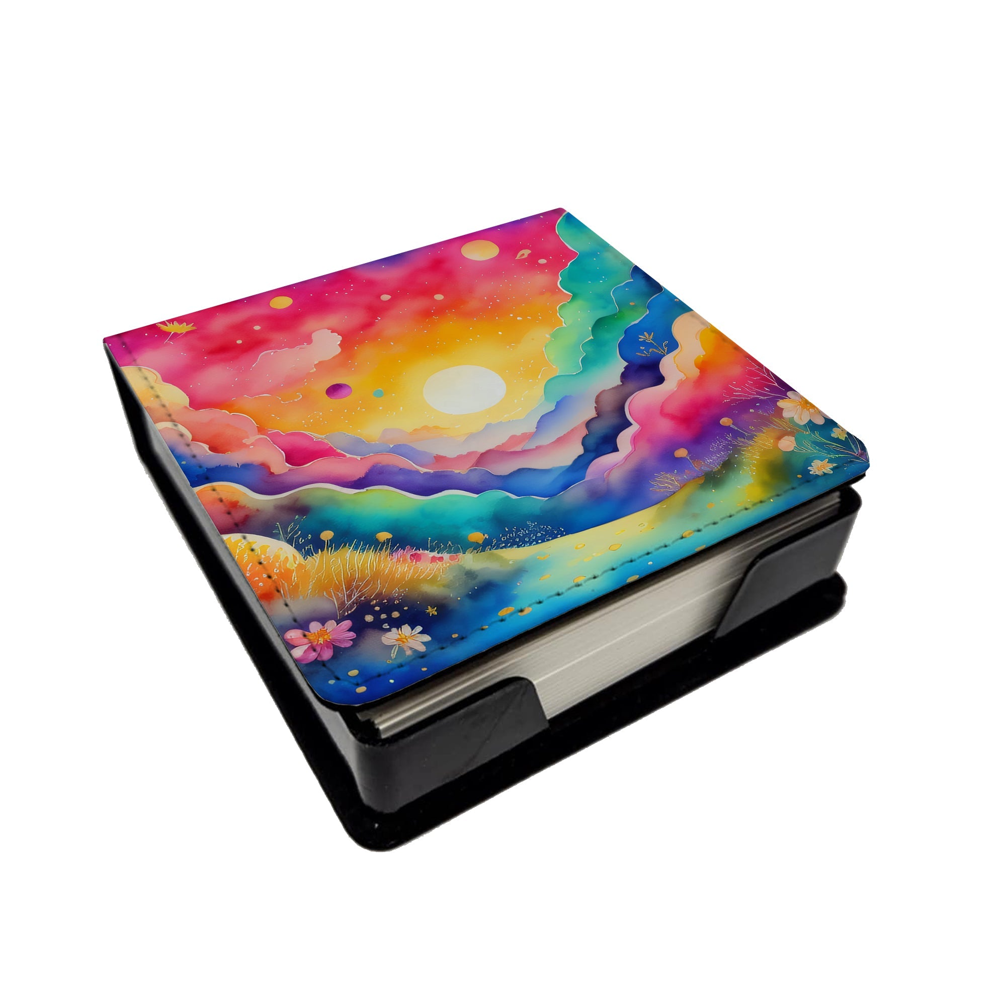 Stock, or Gillyflower in Color PU Leather Note Paper Holder with Artist-Designed Cover, Desk Accessory, Office Gift