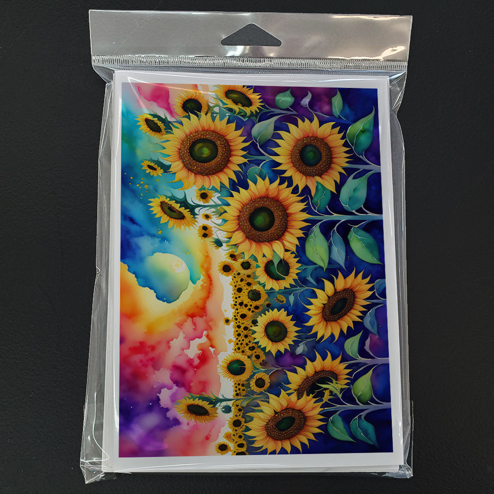Sunflowers in Color Greeting Cards Pack of 8 Blank Cards with Envelopes Whimsical A7 Size 5x7