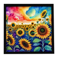 Sunflowers in Color Framed Metal Print Bathroom, Kitchen, Office, Home Decor Wall Art Ready to Hang, Square, 8X8
