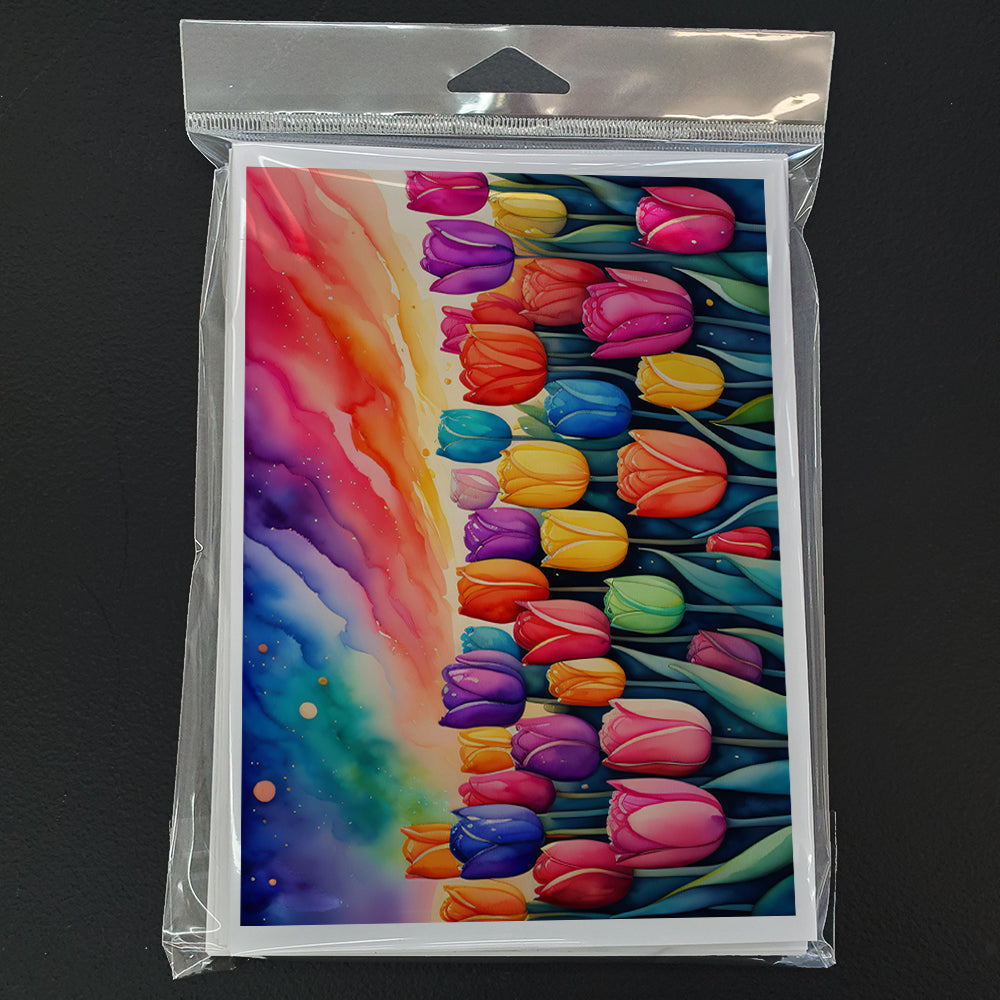 Tulips in Color Greeting Cards Pack of 8 Blank Cards with Envelopes Whimsical A7 Size 5x7