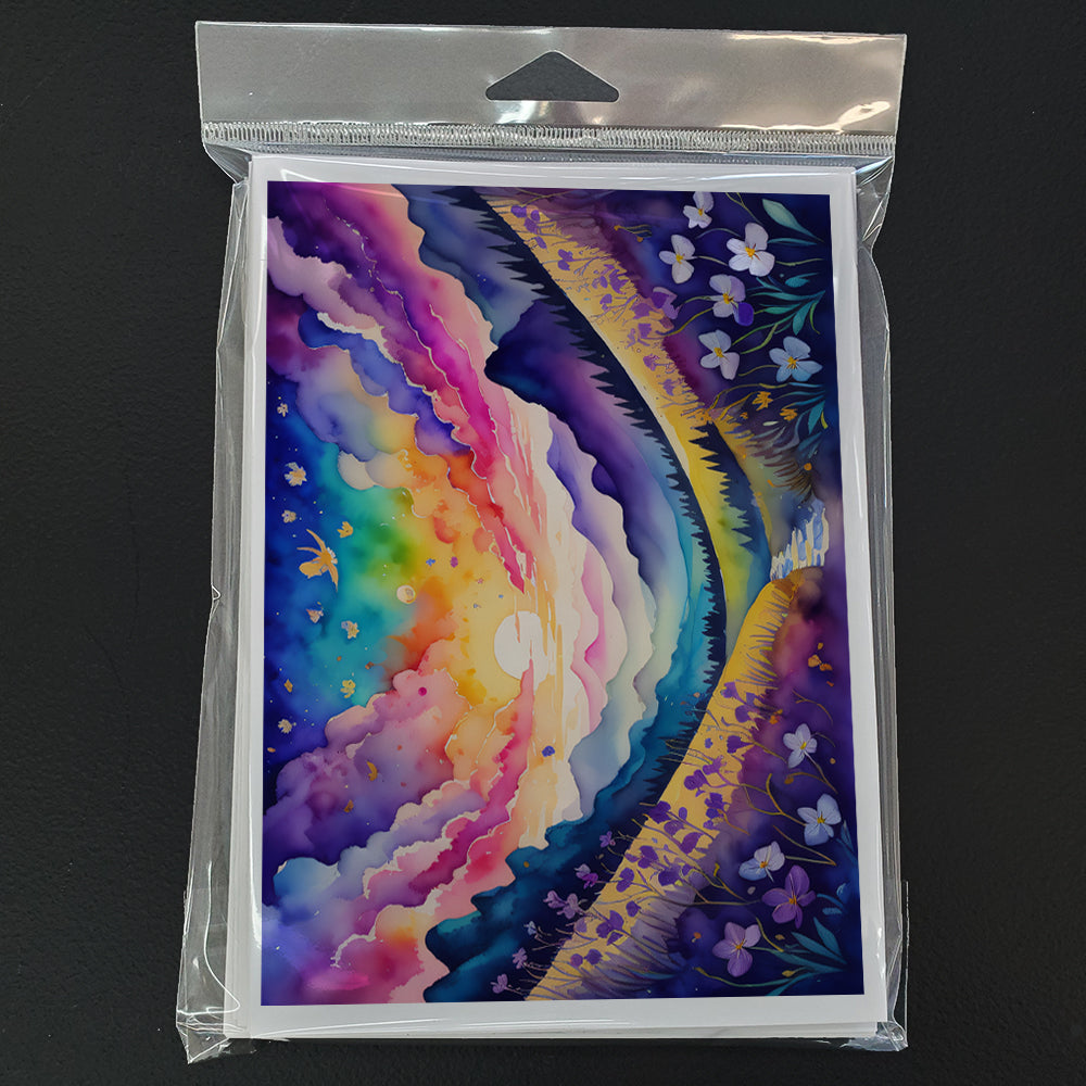 Violets in Color Greeting Cards Pack of 8 Blank Cards with Envelopes Whimsical A7 Size 5x7